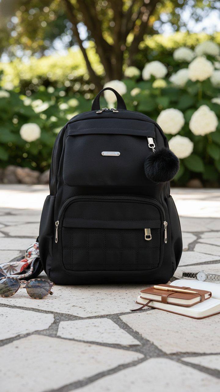 Black Casual Back Pack For Women P47471