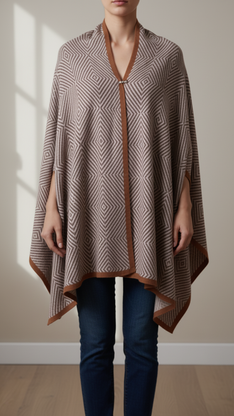 Brown Winter Cape Shawl PW5905