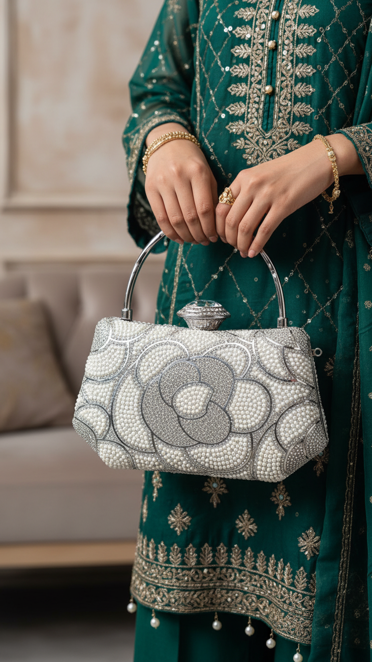 Silver Bridal Clutch p24252