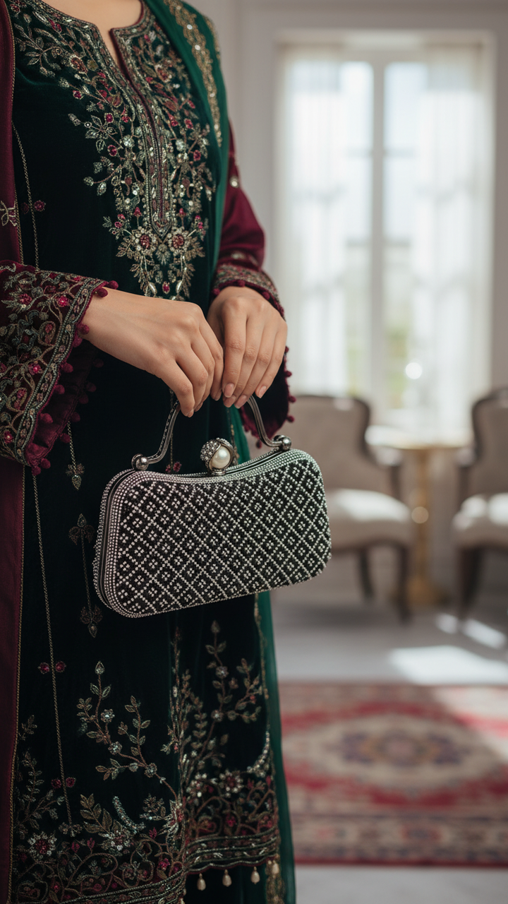 حقيبة يد عروس سوداء p24263
