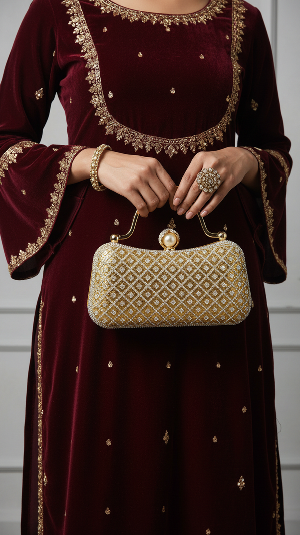 حقيبة يد ذهبية للعروس p24263